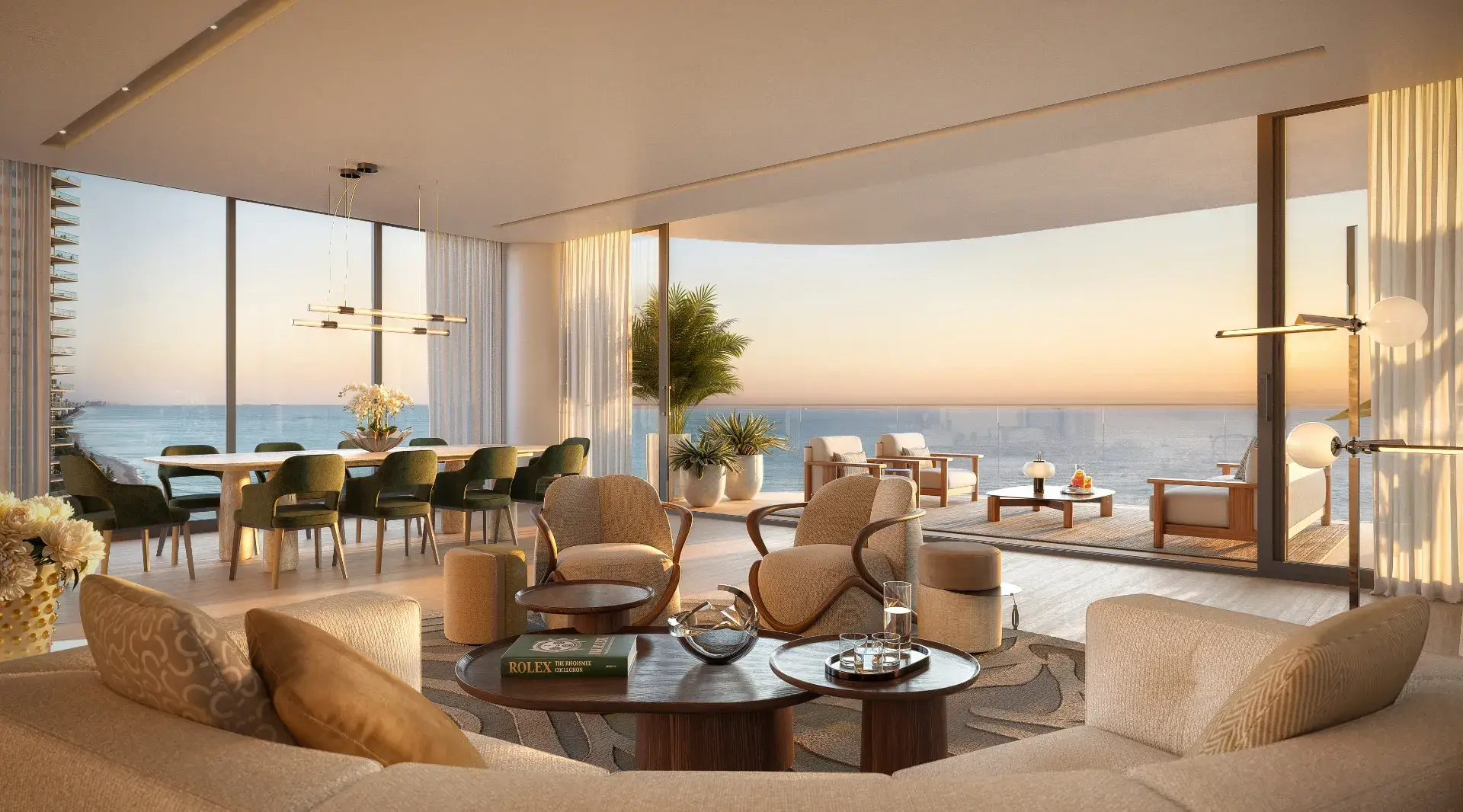 St Regis Sunny Isles penthouses living room at sunrise